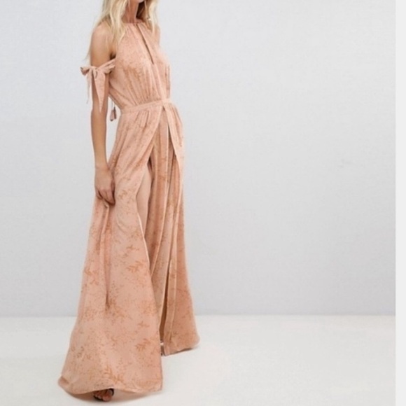 The Jetset Diaries TJD Sierra Floral Maxi Dress Halter Off Shoulder Front Slit S - Picture 11 of 16